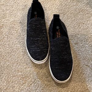 bernie mev. Black and Silver Knit Sneakers
